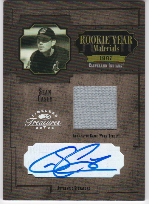 2005 Timeless Treasures Rookie Year Materials Signature Year #35 Sean Casey Jsy/25