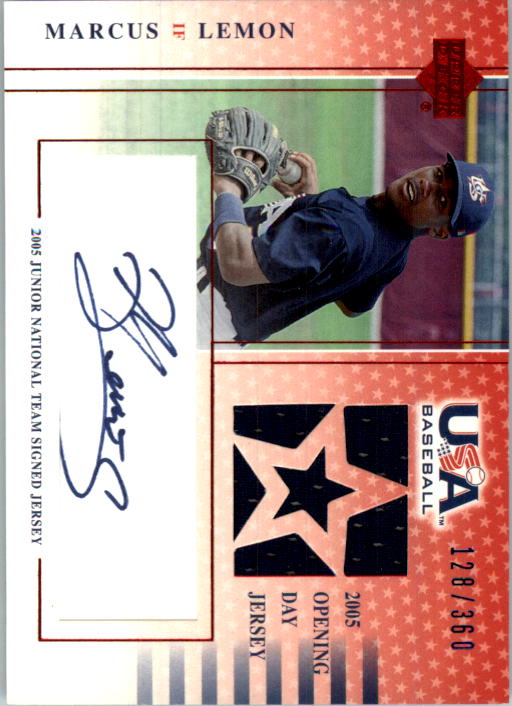 2005-06 USA Baseball Junior National Team Opening Day Jersey Signature Blue #ML Marcus Lemon
