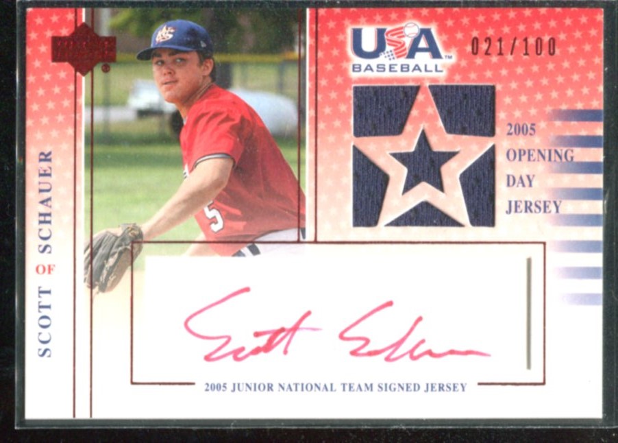 2005-06 USA Baseball Junior National Team Opening Day Jersey Signature Red #SR Scott Schauer