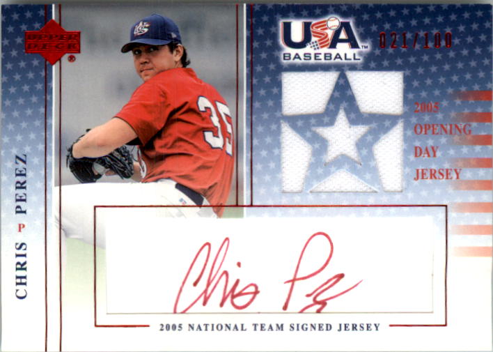 2005-06 USA Baseball National Team Opening Day Jersey Signature Red #CP Chris Perez