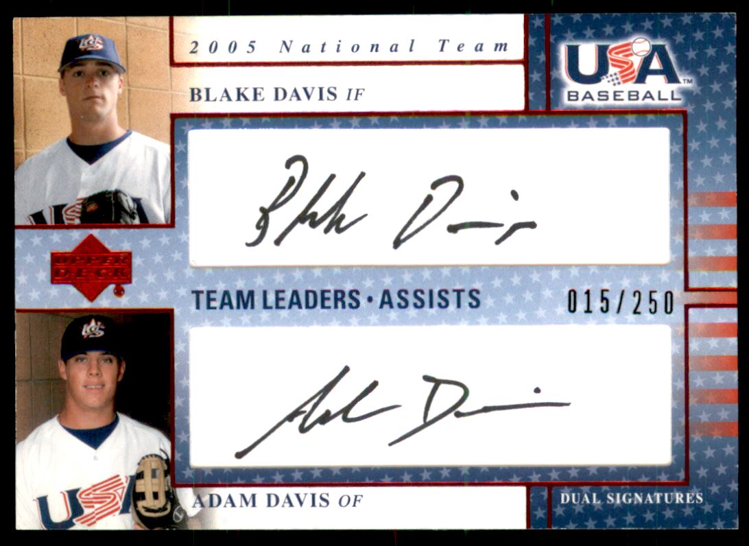 2005-06 USA Baseball National Team Leaders Dual Signatures Black #12 Blake Davis/Adam Davis