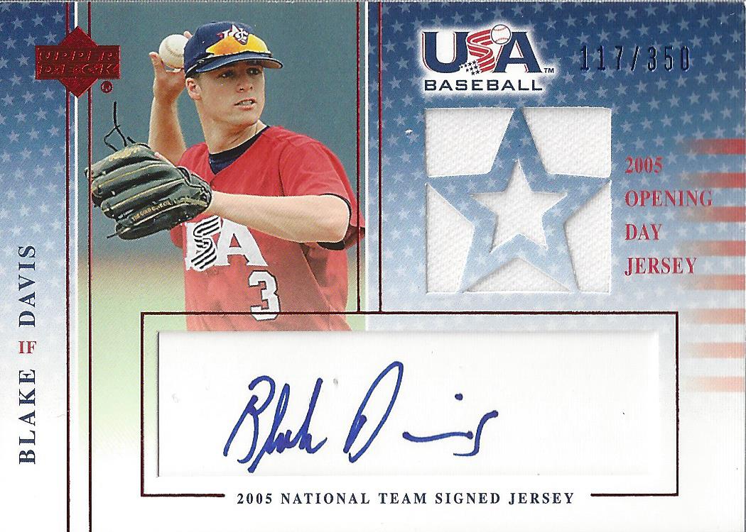 2005-06 USA Baseball National Team Opening Day Jersey Signature Blue #BD Blake Davis