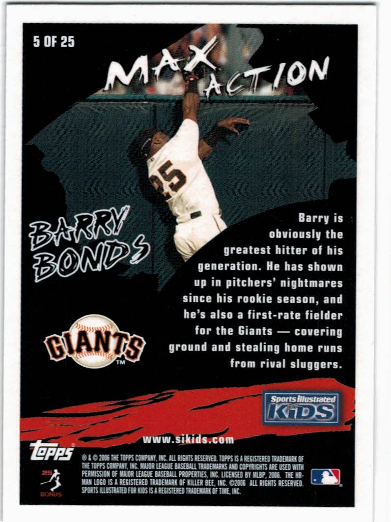 2006 Topps Opening Day Sports Illustrated For Kids #5 Barry Bonds back image