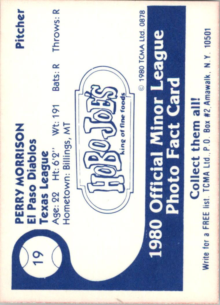 1980 El Paso Diablos TCMA #19 Perry Morrison back image