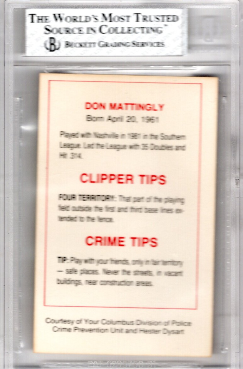1982 Columbus Clippers Police #19 Don Mattingly back image