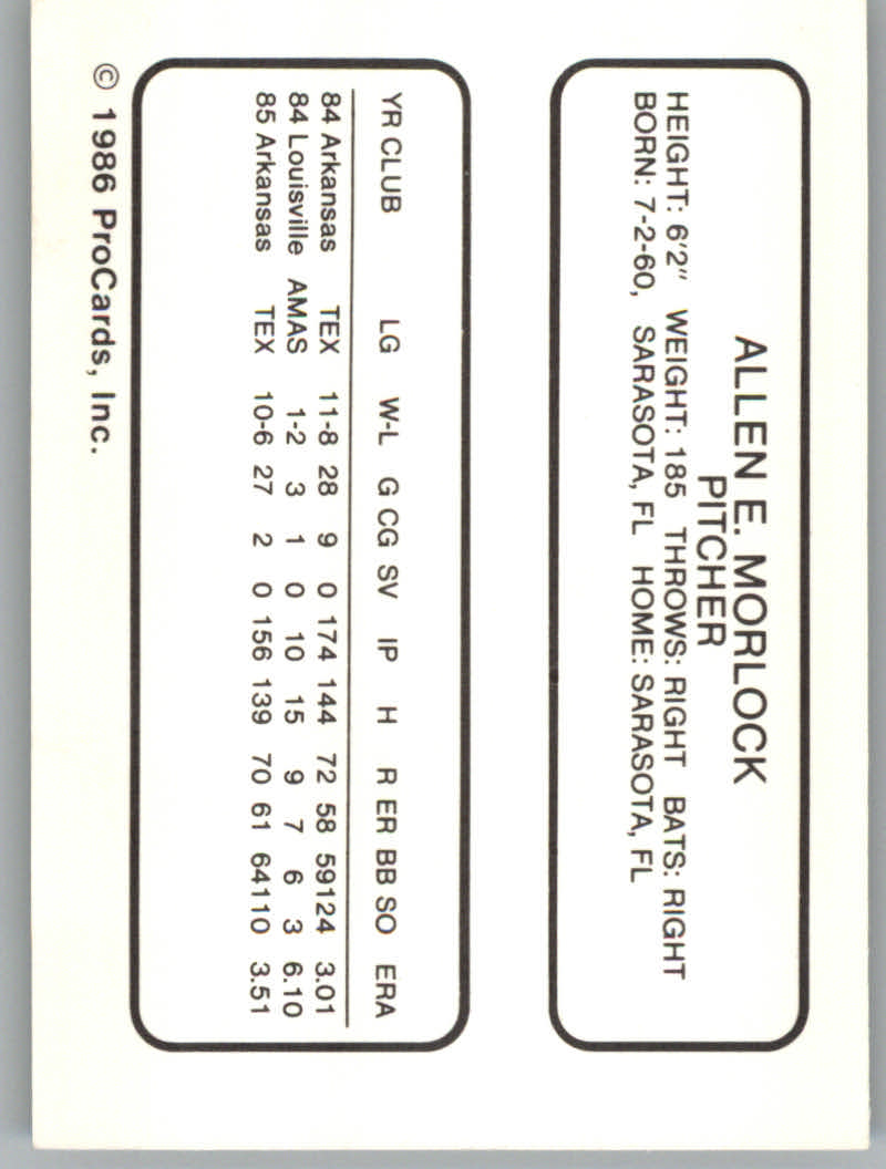 1986 Arkansas Travelers ProCards Baseball - Picture 31 of 51