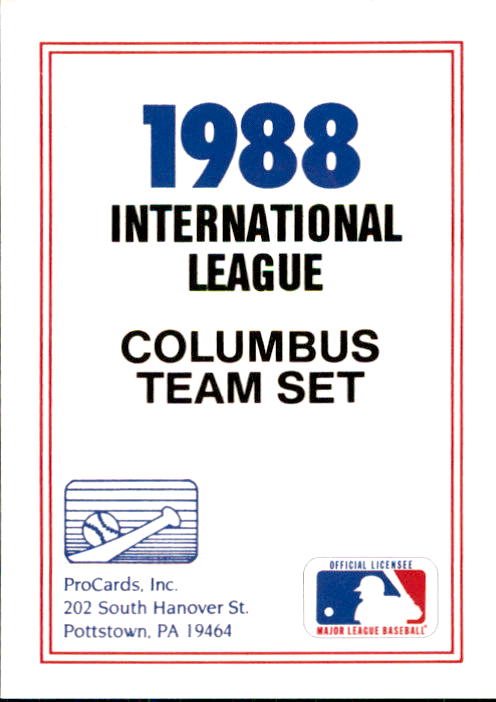 1988 Columbus Clippers ProCards #NNO Checklist