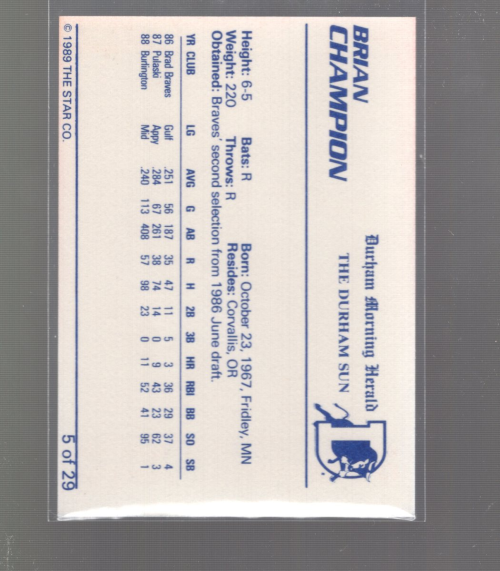 B3106- 1989 Star Minor League Baseball Cards G4 -You Pick- 15+ FREE US SHIP - Picture 62 of 285