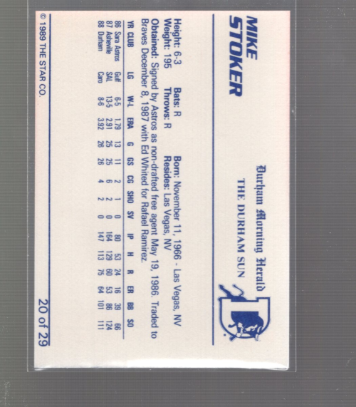 B3106- 1989 Star Minor League Baseball Cards G4 -You Pick- 15+ FREE US SHIP - Picture 68 of 285
