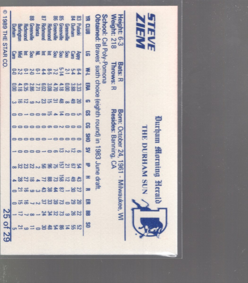 B3106- 1989 Star Minor League Baseball Cards G4 -You Pick- 15+ FREE US SHIP - Picture 70 of 285