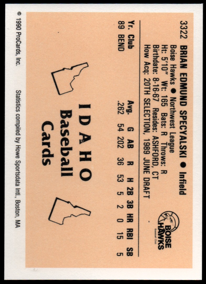1990-boise-hawks-procards-3322-brian-specyalski-nm-mt