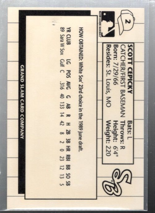 B6024- 1990 South Bend White Sox Grand Slam BB 1-30 -Tú eliges- 15+ ENVÍO GRATUITO A EE. UU. - Imagen 5 de 7