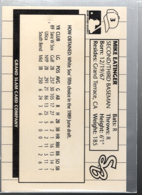 B6024- 1990 South Bend White Sox Grand Slam BB 1-30 -Tú eliges- 15+ ENVÍO GRATUITO A EE. UU. - Imagen 7 de 7