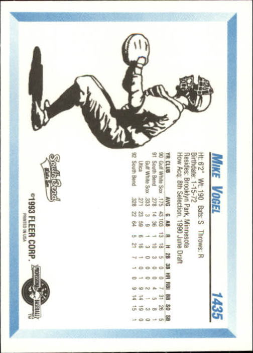 1993 South Bend White Sox Fleer/ProCards #1435 Mike Vogel