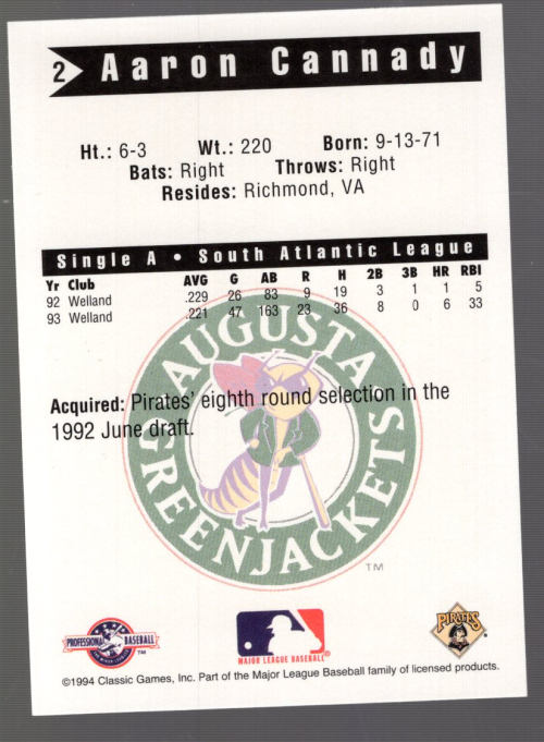 B6356- 1994 Classic Minor League Baseball Cards G1 -You Pick- 15+ FREE US SHIP - Picture 13 of 107