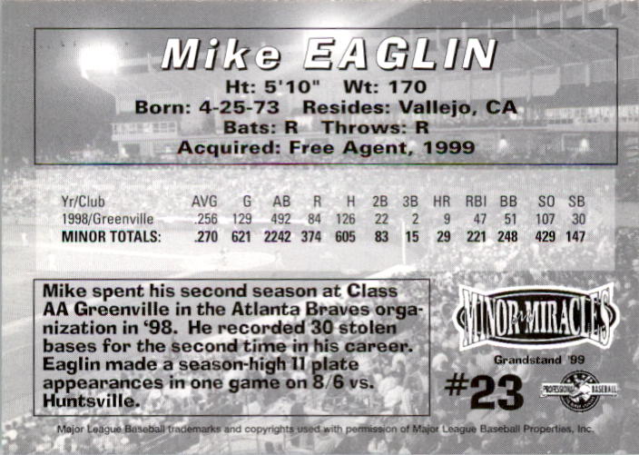 1999 Birmingham Barons Grandstand #7 Mike Eaglin back image