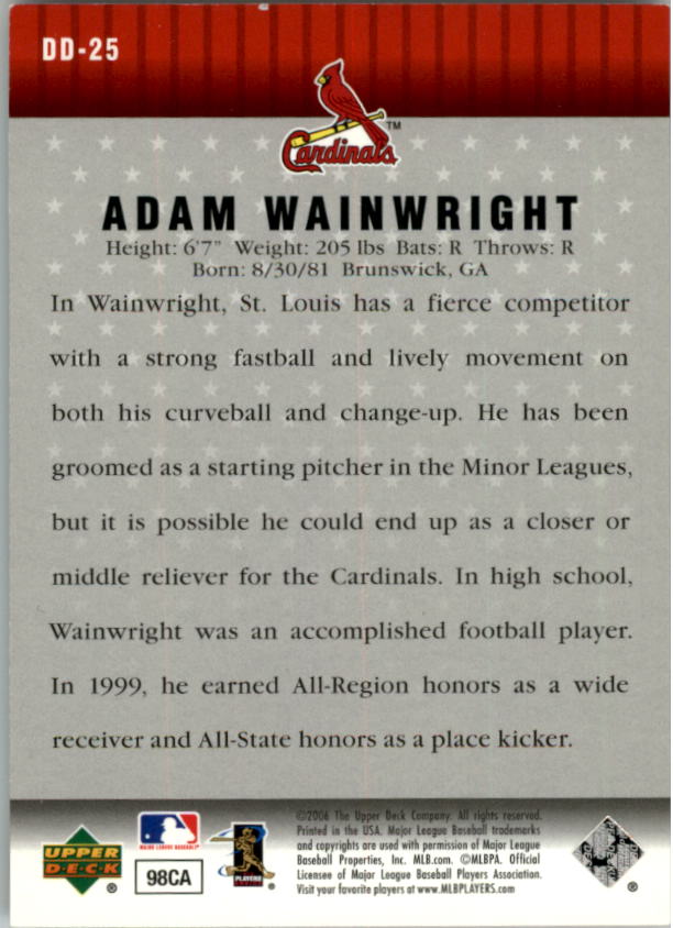 2006 Upper Deck Diamond Debut #DD25 Adam Wainwright back image