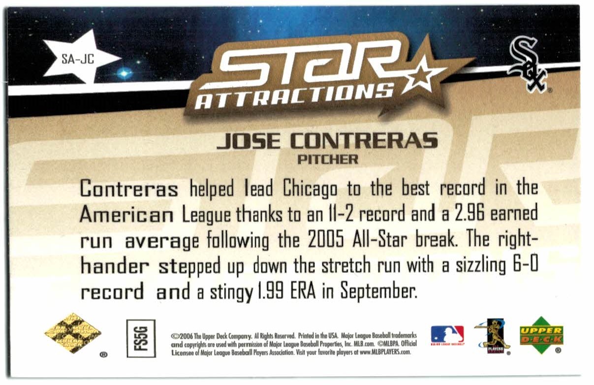 2006 Upper Deck Star Attractions Gold #JC Jose Contreras back image