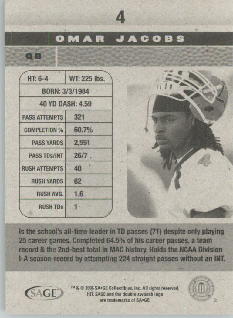2006 Sage HIT Football "Main Set" Base Cards - Picture 9 of 110