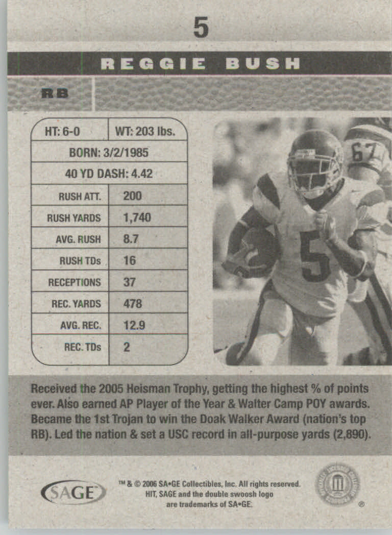 2006 Sage HIT Football "Main Set" Base Cards - Picture 11 of 110