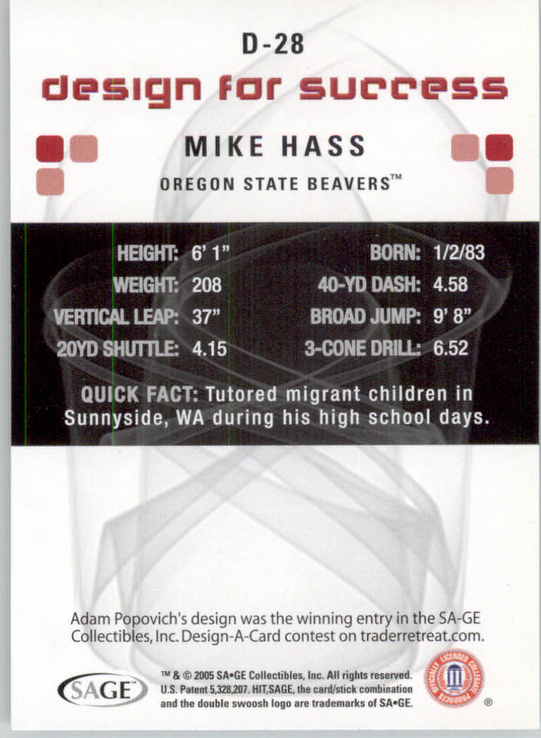 2006 Sage HIT Football "Design for Success Silver" Insert Cards - Picture 43 of 77