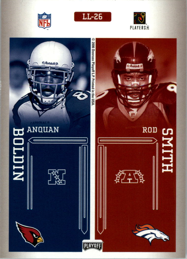 2006 Playoff Prestige League Leaders #26 Larry Fitzgerald/Chris Chambers/Anquan Boldin/Rod Smith back image