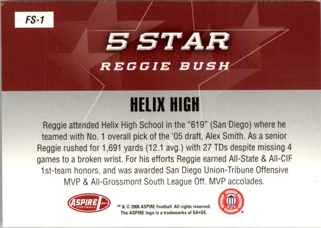 2006 Aspire 5 Star #FS1 Reggie Bush back image