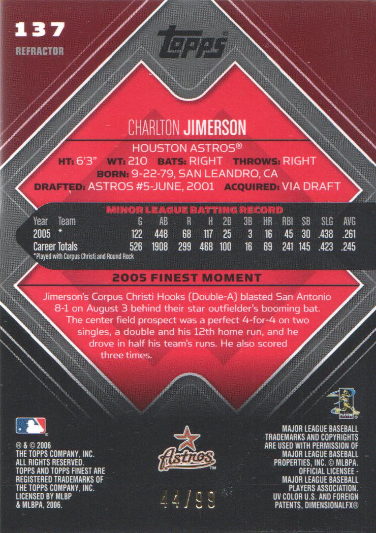 2006 Finest Refractors Black #137 Charlton Jimerson back image