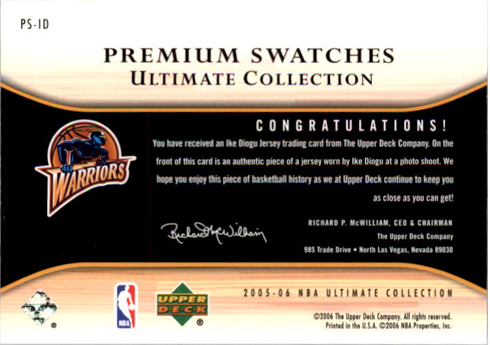 2005-06 Ultimate Collection Premium Swatches #PSID Ike Diogu back image