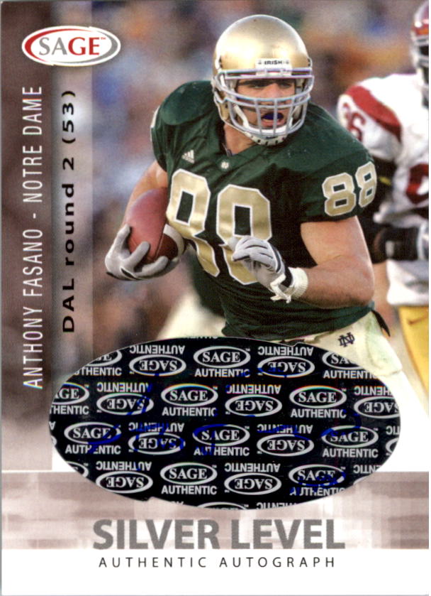 2006 SAGE Autographs Silver #A16 Anthony Fasano/400