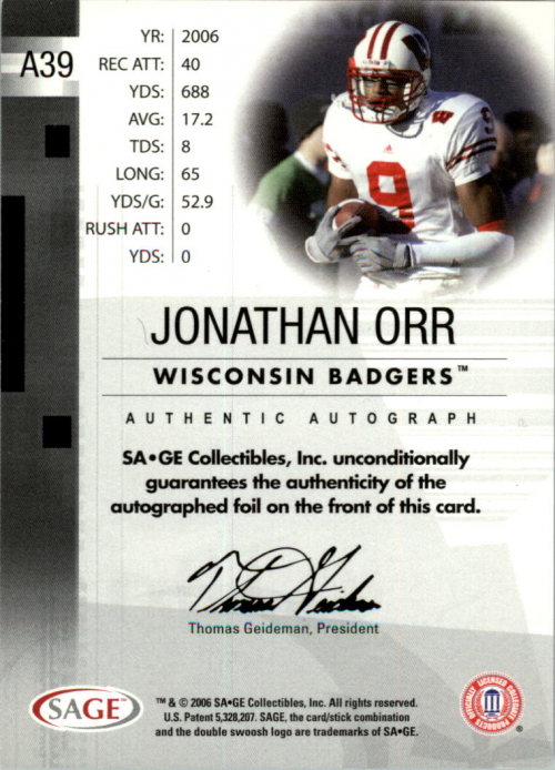 2006 SAGE Football Card Pick (Inserts)