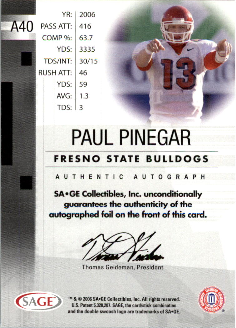 2006 SAGE Football Card Pick (Inserts)