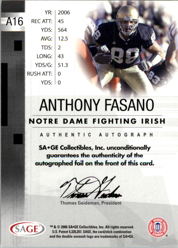 2006 SAGE Football Card Pick (Inserts)