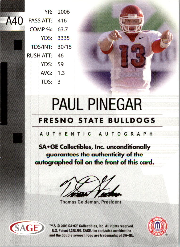 2006 SAGE Football Card Pick (Inserts)