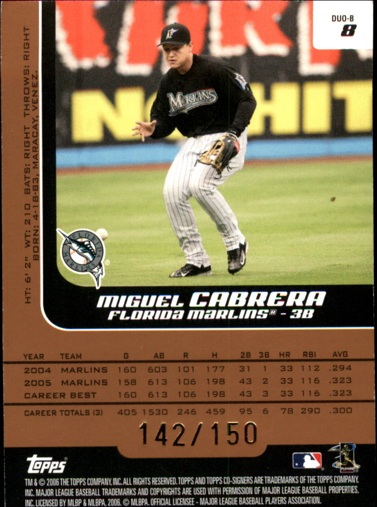 2006 Topps Co-Signers Changing Faces Bronze #8B Miguel Cabrera/Jeremy Hermida back image