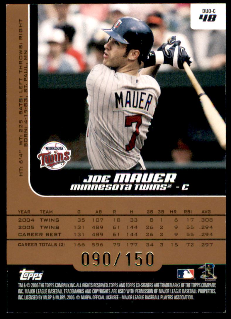 2006 Topps Co-Signers Changing Faces Bronze #48C Joe Mauer/Torii Hunter back image