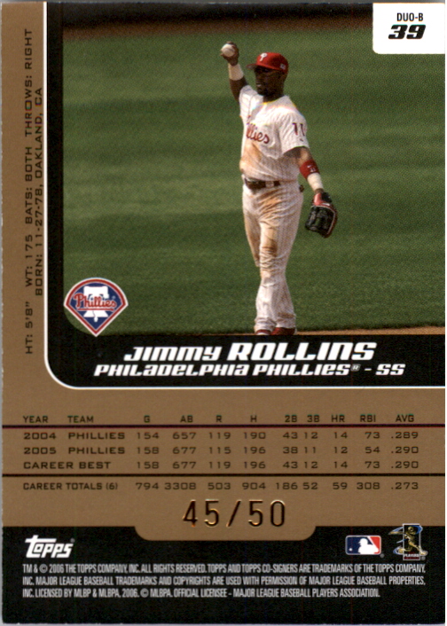 2006 Topps Co-Signers Changing Faces Silver Gold #39B Jimmy Rollins/Ryan Howard back image