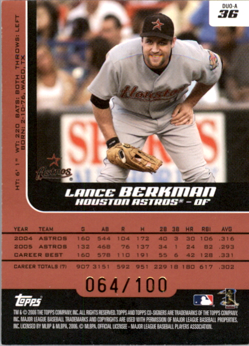 2006 Topps Co-Signers Changing Faces Silver Red #36A Lance Berkman /Roy Oswalt back image