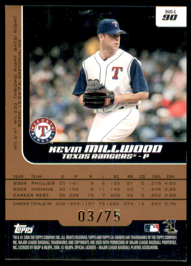 2006 Topps Co-Signers Changing Faces HyperSilver Bronze #90C Kevin Millwood/Mark Teixeira back image