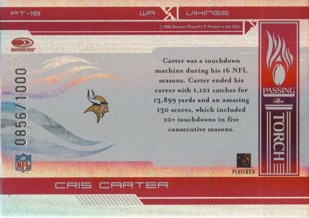 2006 Donruss Elite Passing the Torch Red #18 Cris Carter back image