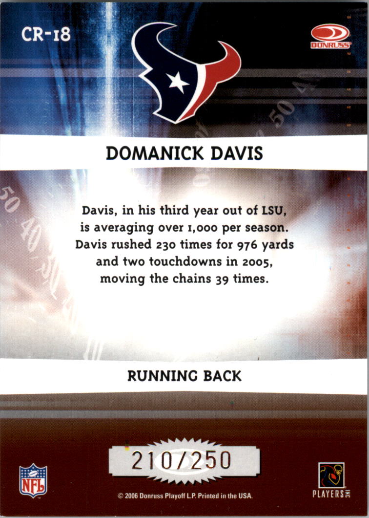 2006 Donruss Elite Chain Reaction Red #18 Domanick Davis back image