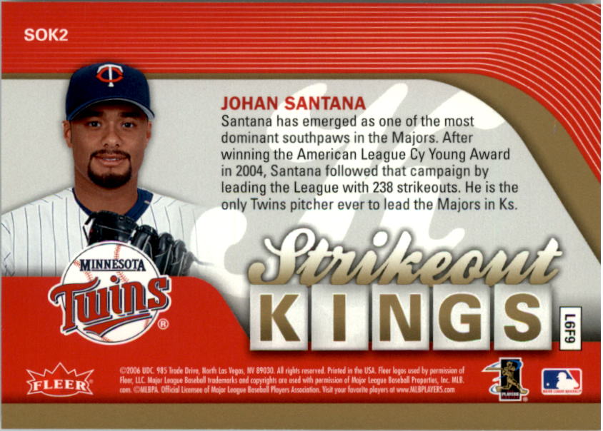 2006 Ultra Strikeout Kings #SOK2 Johan Santana back image