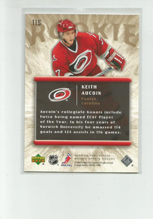 2005-06 Upper Deck Rookie Update #115 Keith Aucoin RC back image