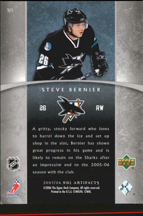 2005-06 Artifacts #319 Steve Bernier RC back image