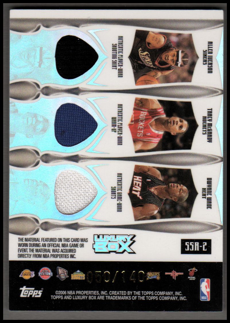 2005-06 Topps Luxury Box Stat Sheet 7 Relics #2 Kobe Bryant/Ben Wallace/Jason Kidd/Marcus Camby/Allen Iverson/Tracy McGrady/Dwyane Wade back image