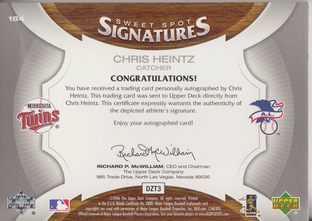 2006 Sweet Spot Signatures Red-Blue Stitch Black Ink #146 Brian Myrow/99 back image