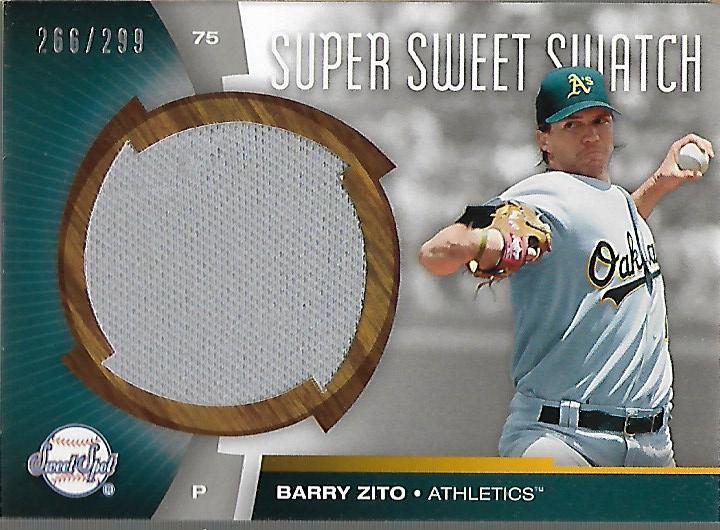 2006 Sweet Spot Super Sweet Swatch #SWBZ Barry Zito Jsy/299