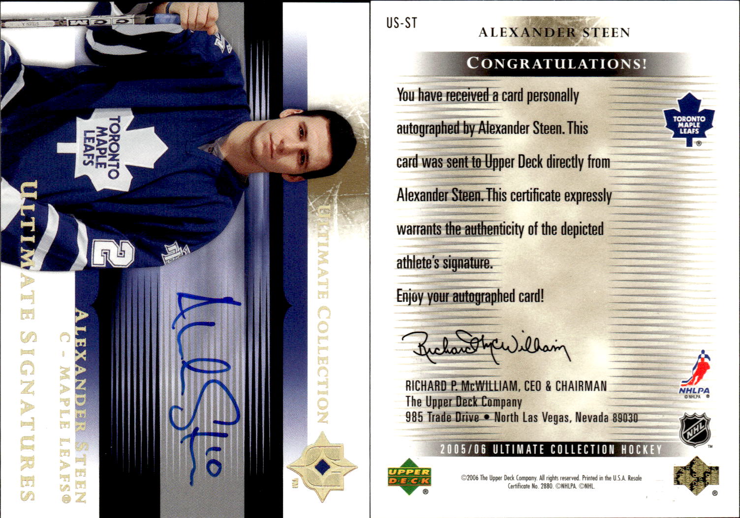 2005-06 Ultimate Collection Ultimate Signatures #USST Alexander Steen
