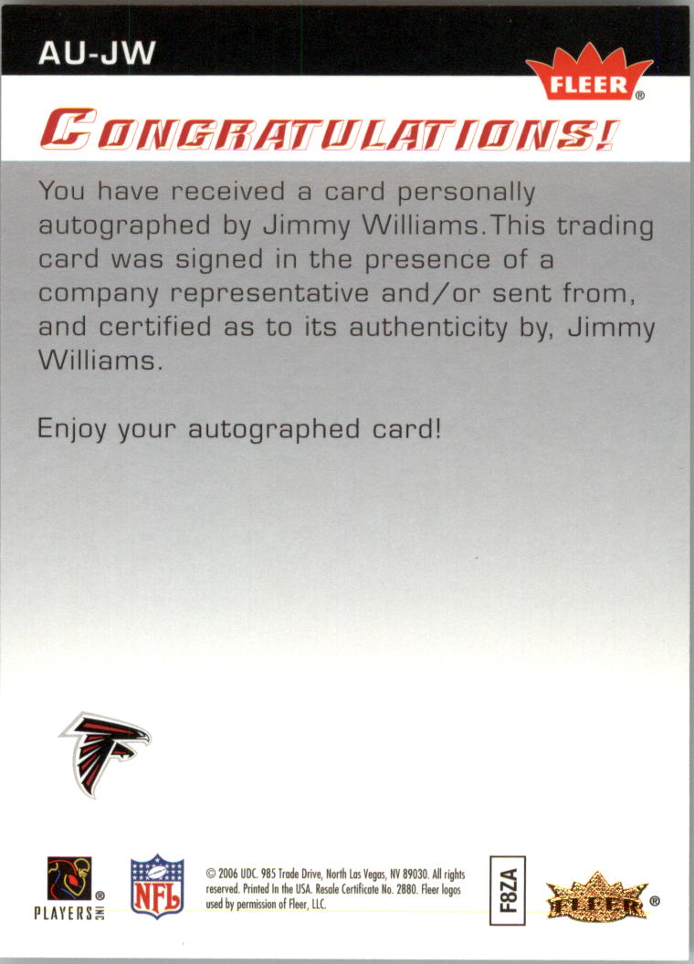 2006 Fleer Autographics #AUJW Jimmy Williams EXCH back image