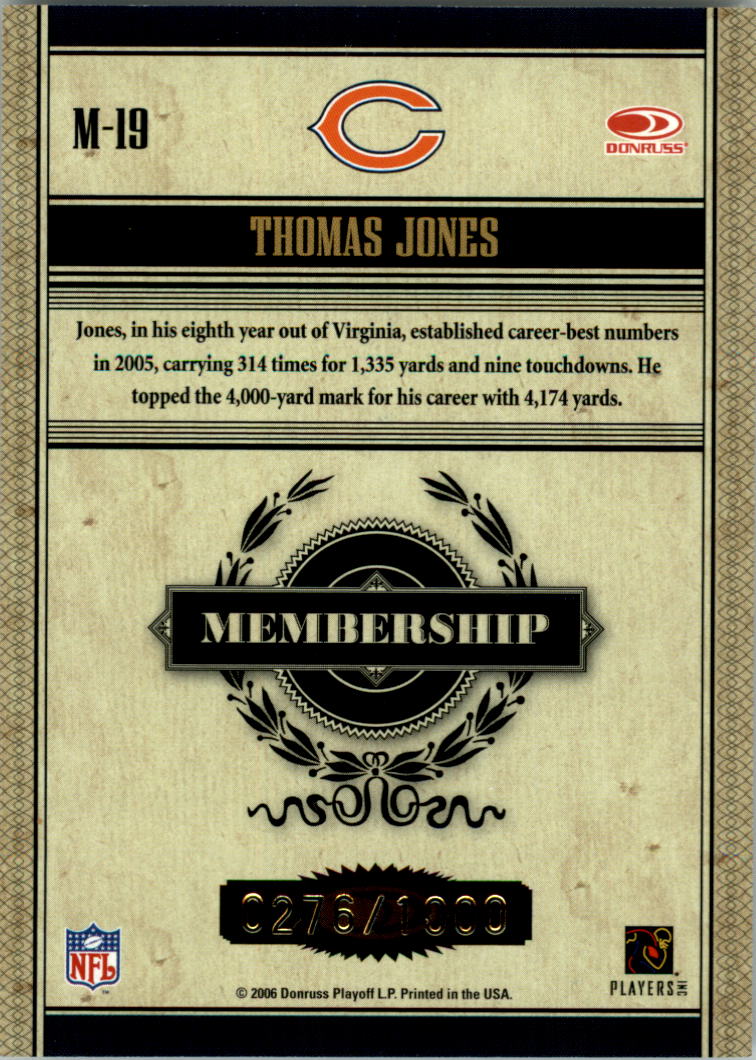 2006 Donruss Classics Membership Bronze #19 Thomas Jones back image